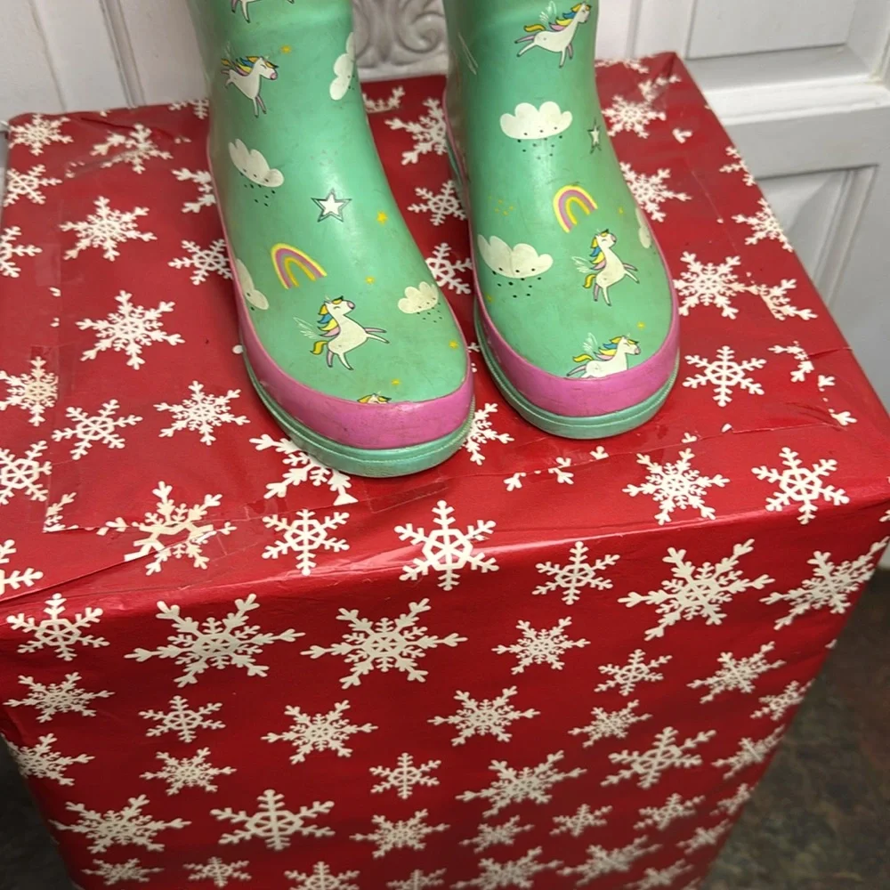 Blue Mountain Girls Unicorn Print Rain Boots Size 1
